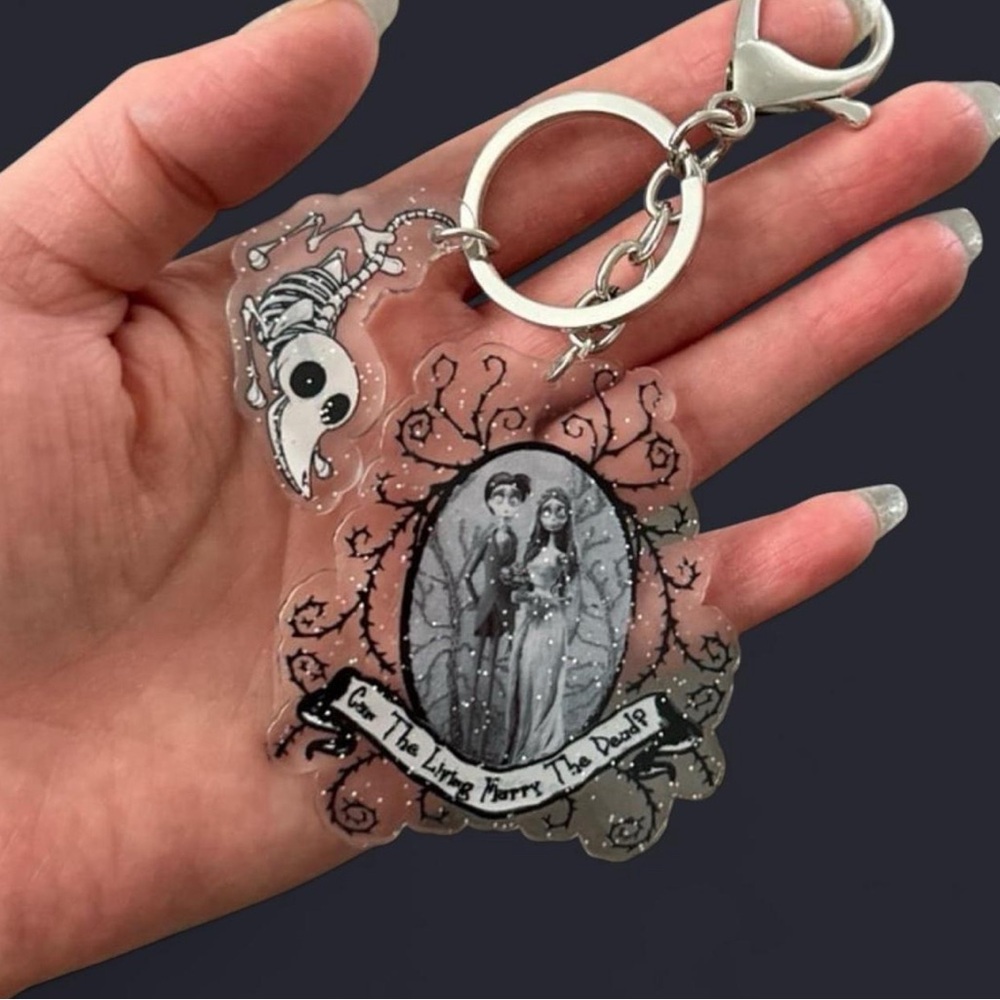 Tim Burton Corpse Bride Glitter Keychain
